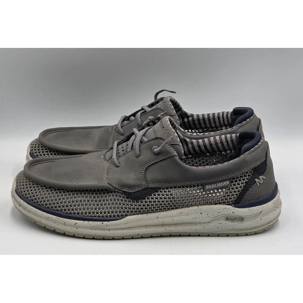 Skechers Arch Fit Melo Waymer Mens 9 Charcoal Slip On Walking Shoes Gray